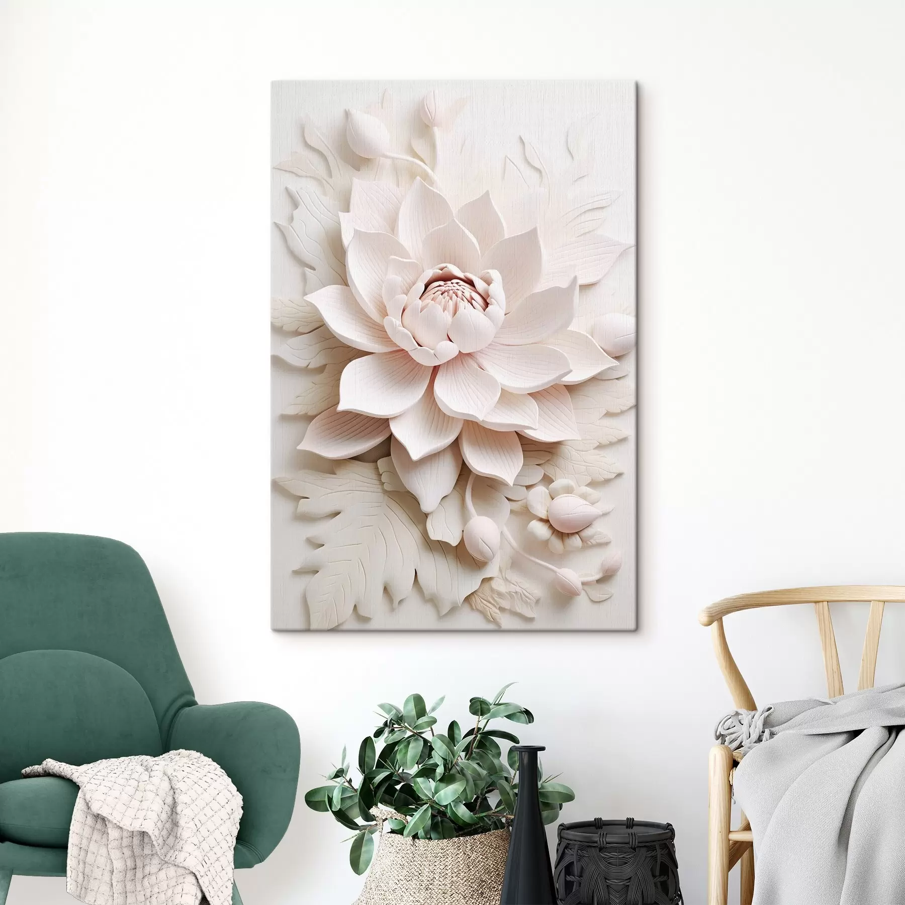 Tablouri Floare de lotus mare în stil basorelief s43335