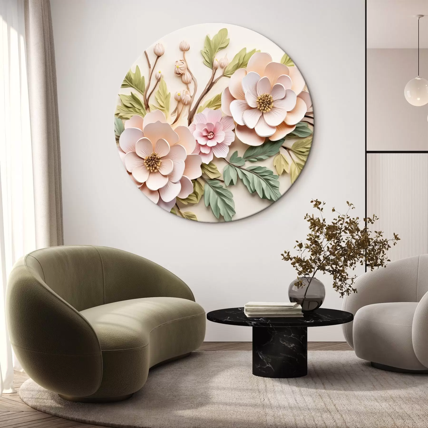 fototapet Ramuri mari de flori, imitație de turnare r43333