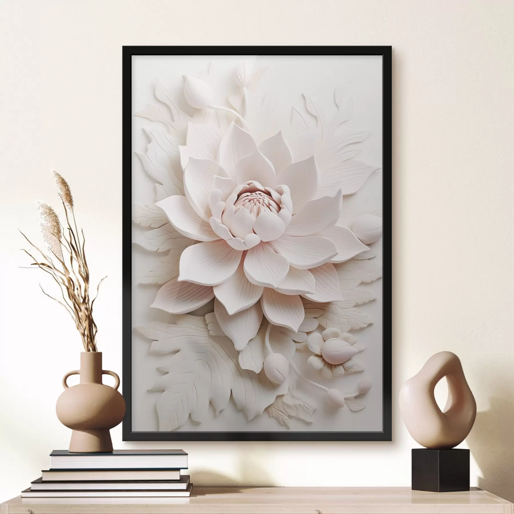 fototapet Floare de lotus mare în stil basorelief f43335