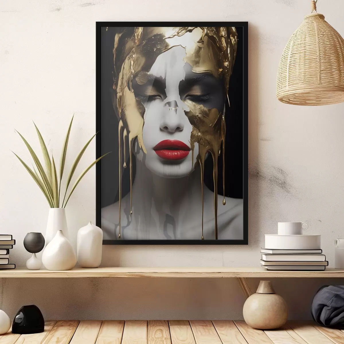 Poster Oameni, fată cu buze roșii f43336