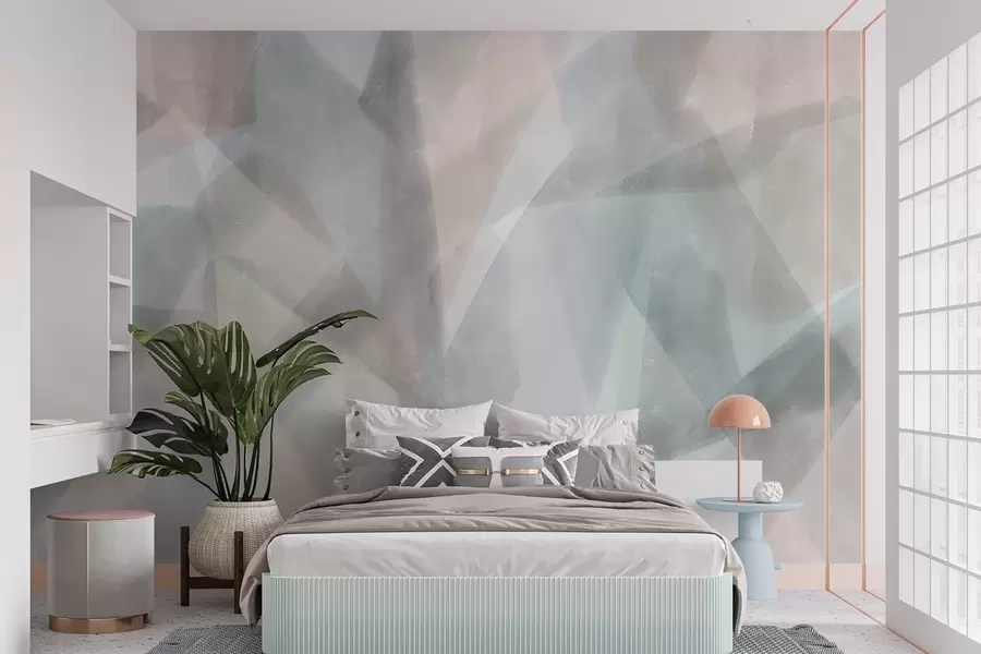 fototapet Forme geometrice abstracte cu un efect de acuarelă, culori pastelate moi w08919
