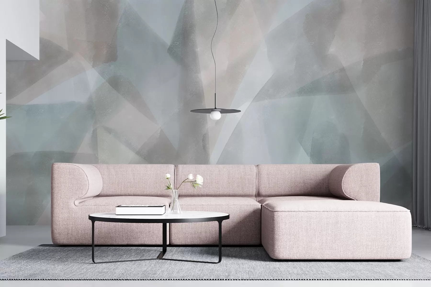 fototapet Forme geometrice abstracte cu un efect de acuarelă, culori pastelate moi w08919