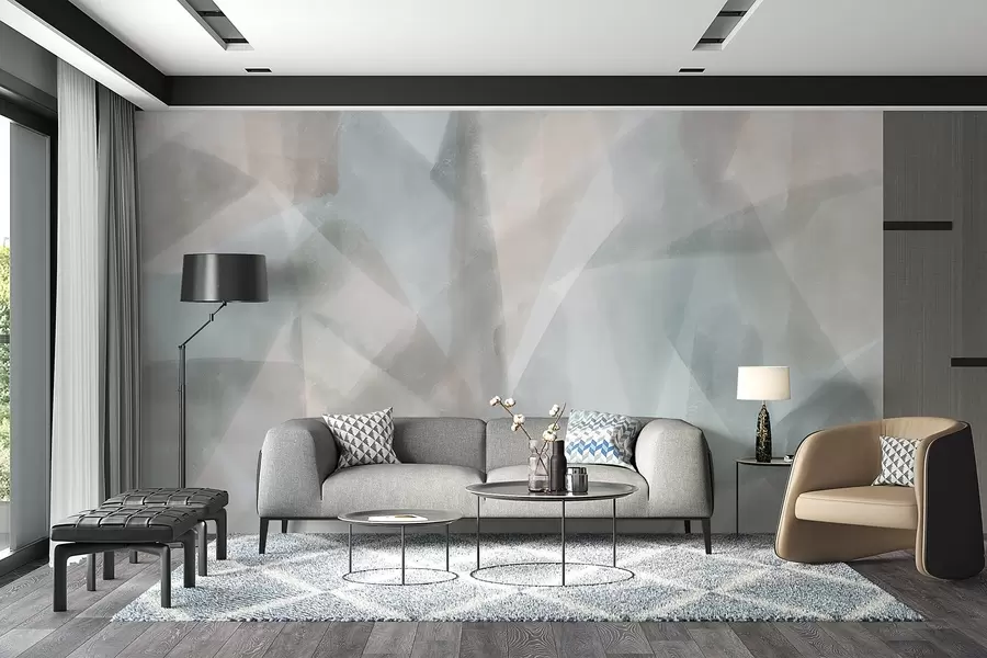 fototapet Forme geometrice abstracte cu un efect de acuarelă, culori pastelate moi w08919