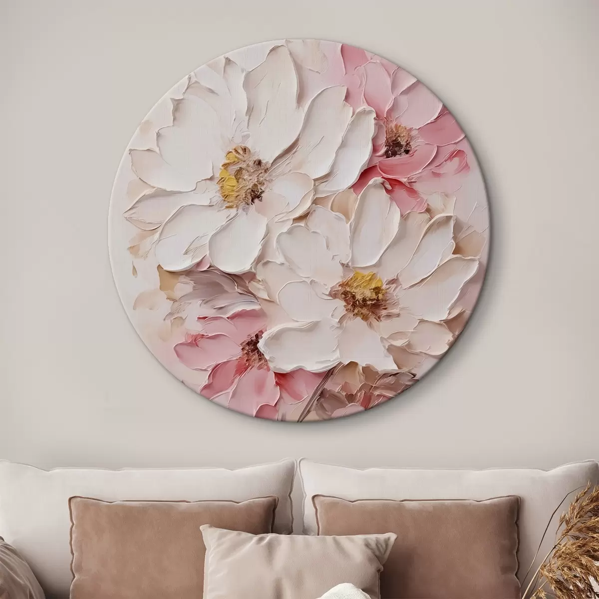 Picturi rotunde Pictura imitație flori delicate r43352