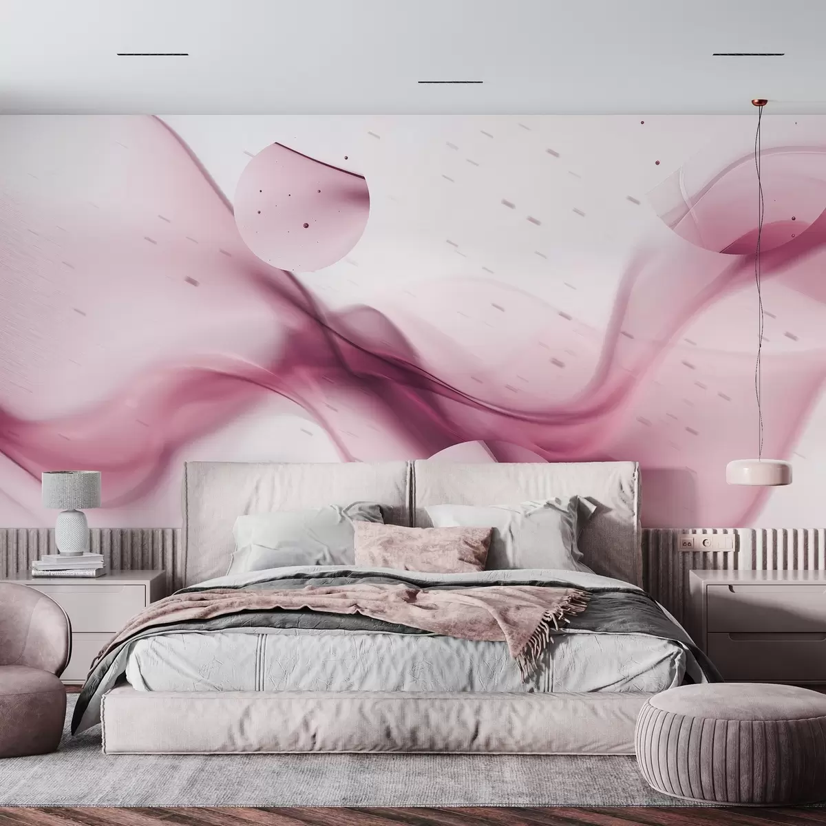 fototapet Abstracție de valuri geometrice, stil neclar, gradient, culori roz w03404v1