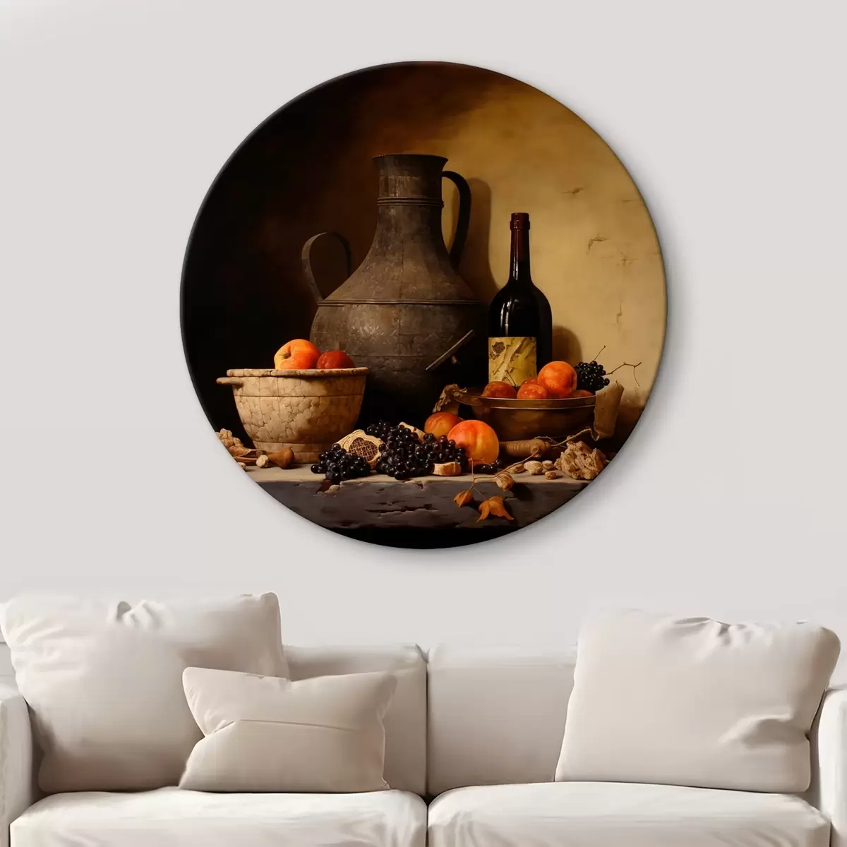 Picturi rotunde Natură statică clasică cu iluminare caldă r43369