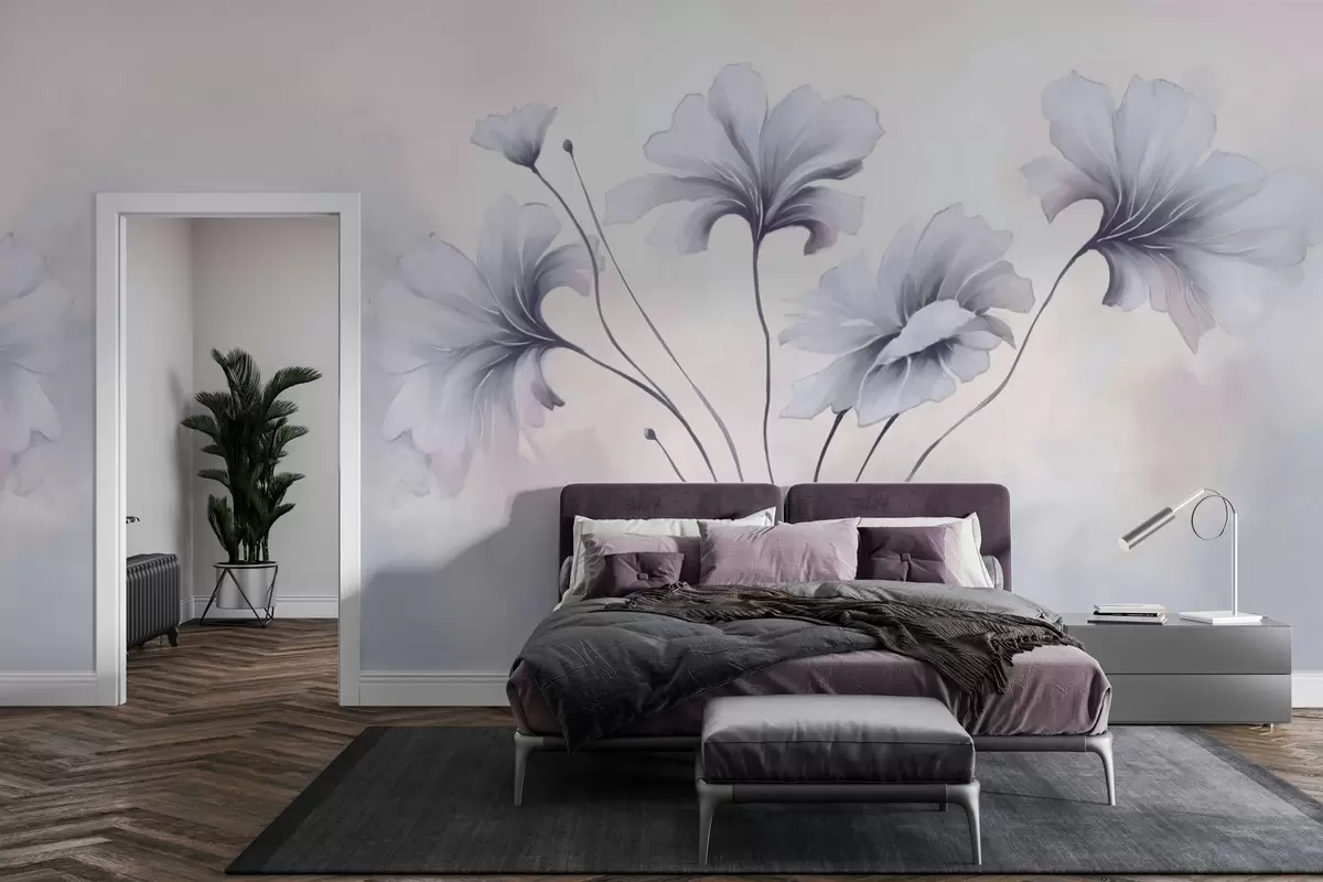 fototapet Flori trendy pe un fundal cețos w03438