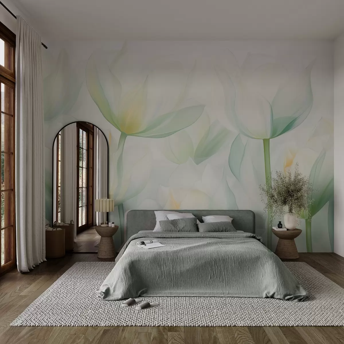 fototapet Lalele verzi delicate w03442