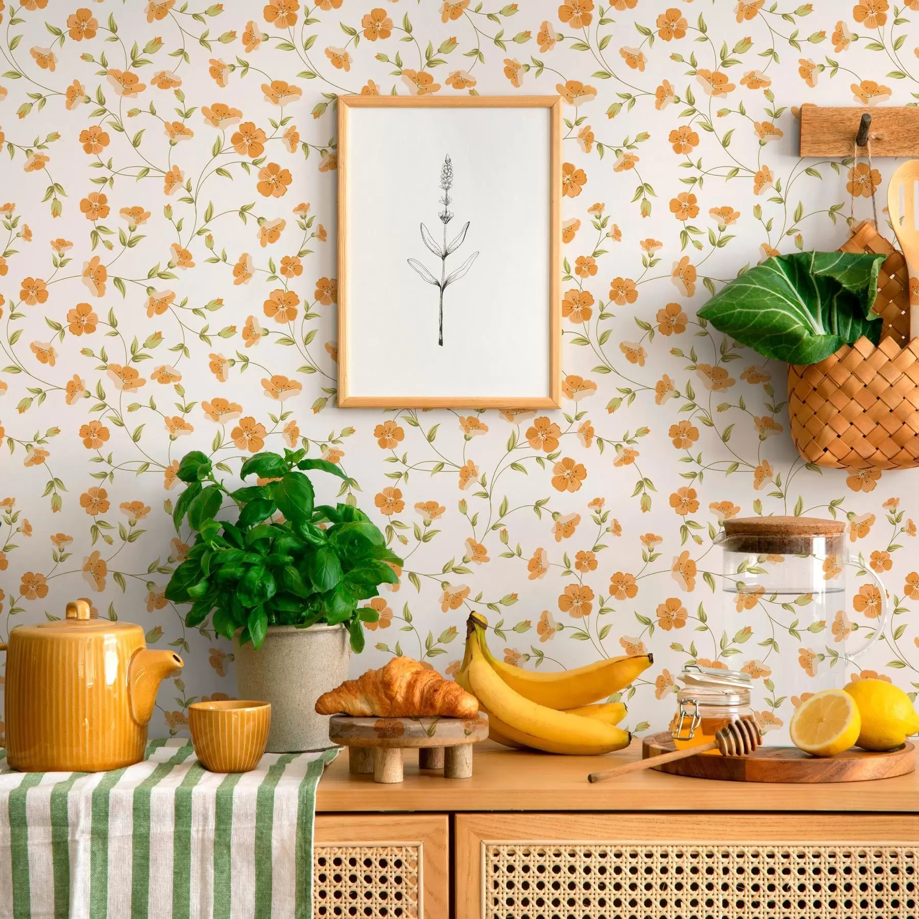 fototapet Flori portocalii pe fundal alb a00015