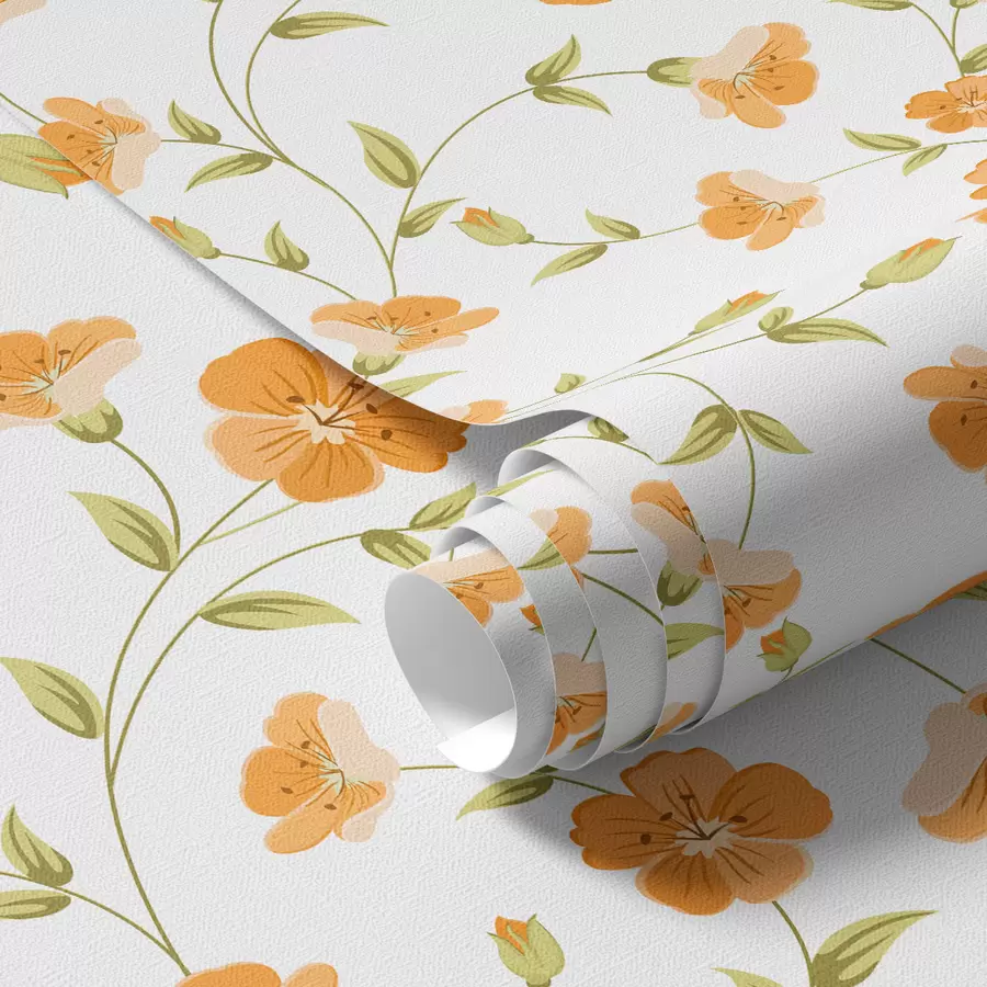 fototapet Flori portocalii pe fundal alb a00015