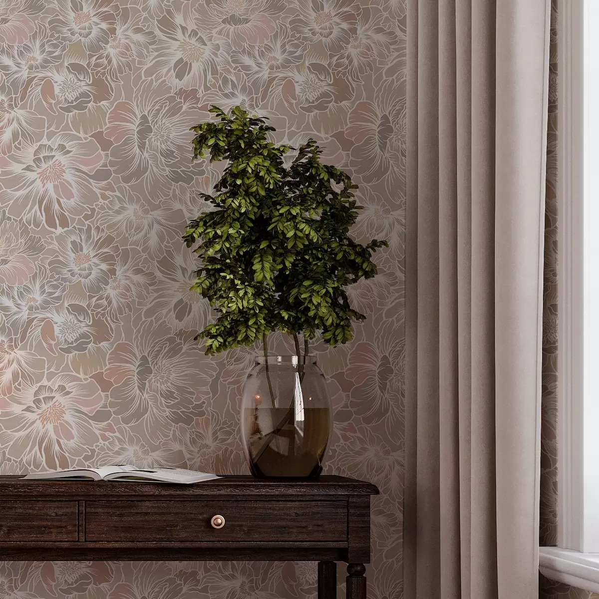 Wallpaper Flori mari cu petale colorate în nuanțe pastelate a00020