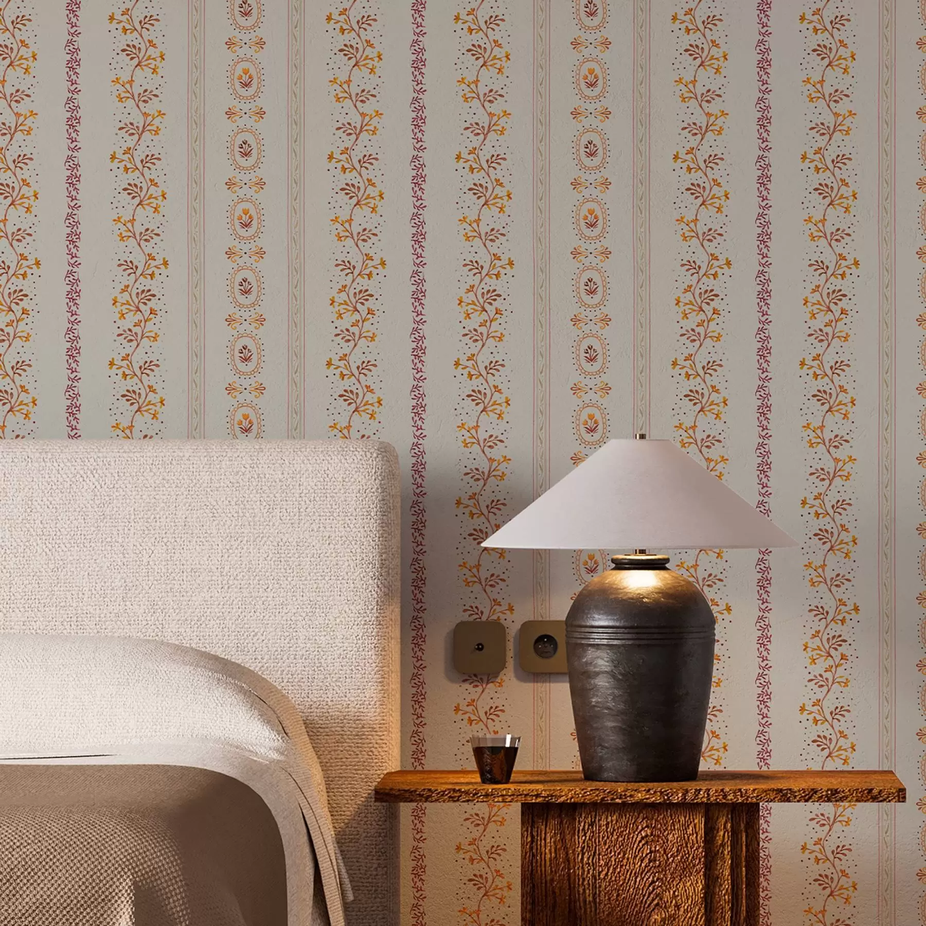 fototapet Ornament geometric delicat cu flori și plante a00031