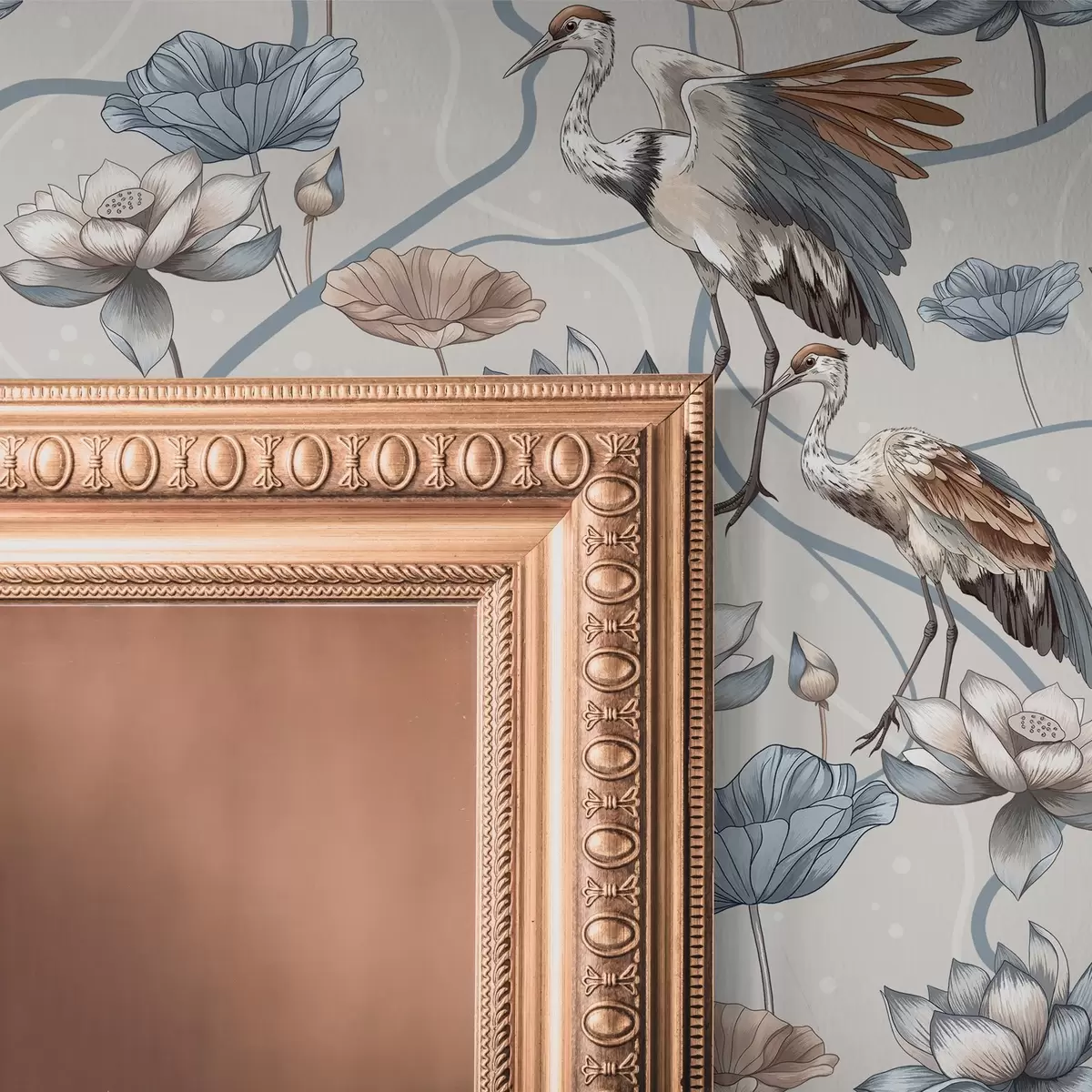 Wallpaper Compoziție cu cocori și lotuși în culori pastelate a00064