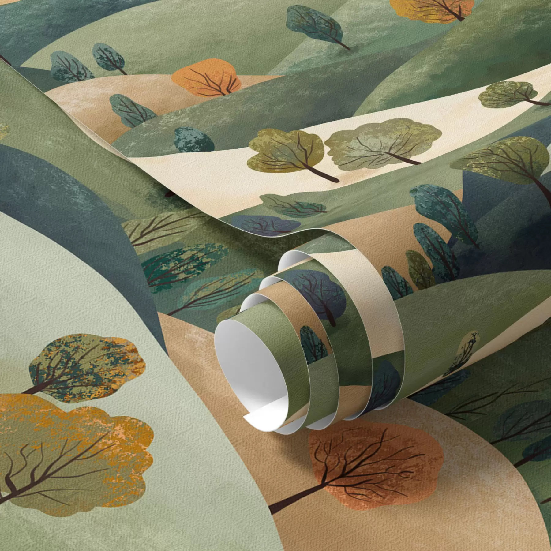 fototapet Coline amuzante cu copaci a00091