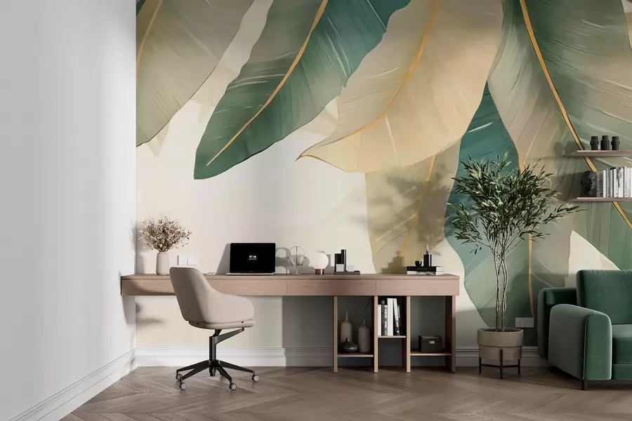 fototapet Frunze tropicale verzi w03433