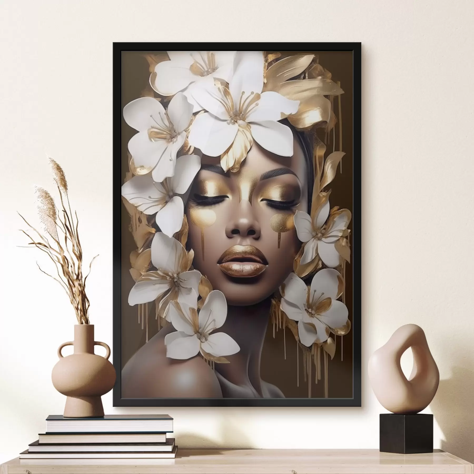 fototapet Portret de femeie cu elemente florale f43417