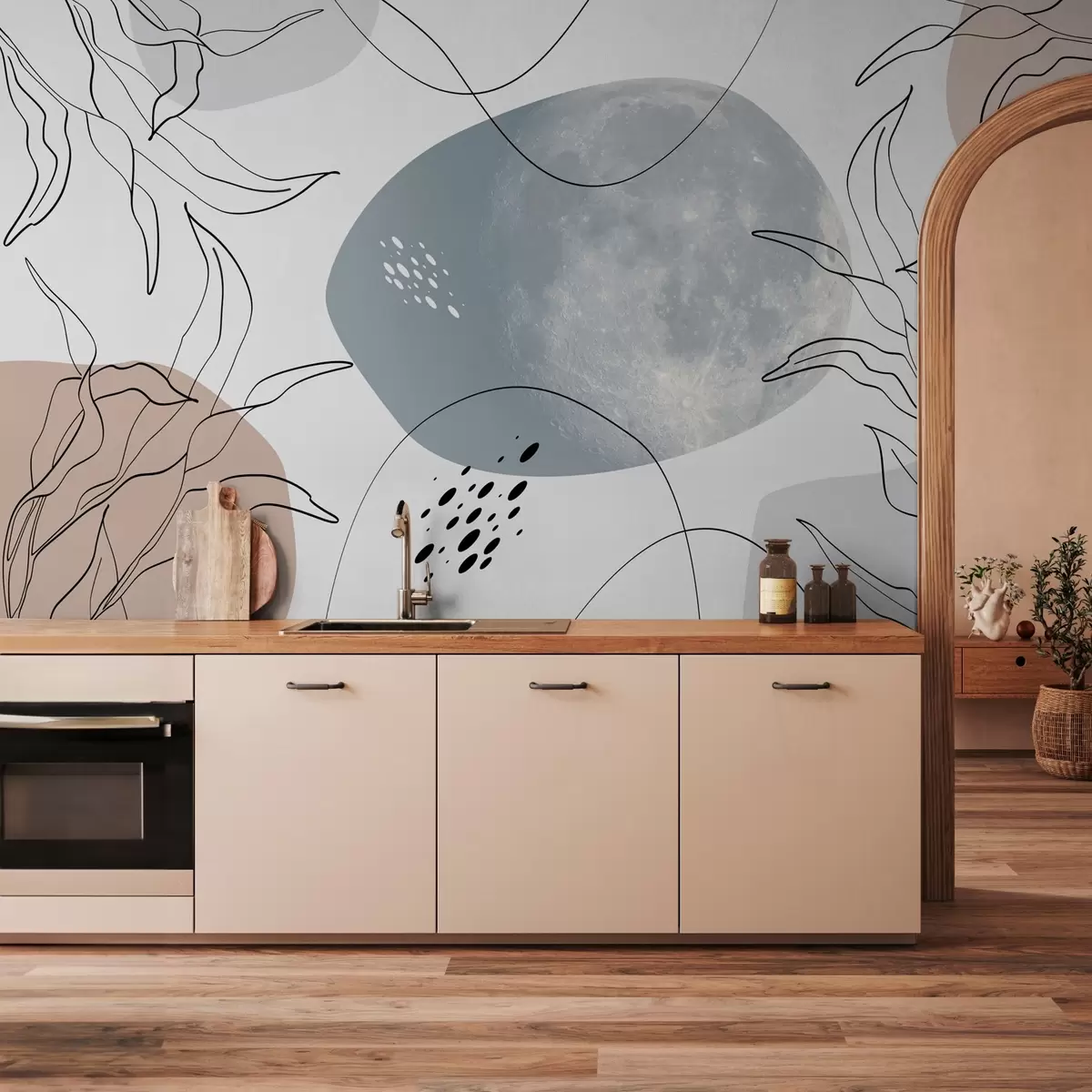 fototapet Vegetație abstractă și pete w03470