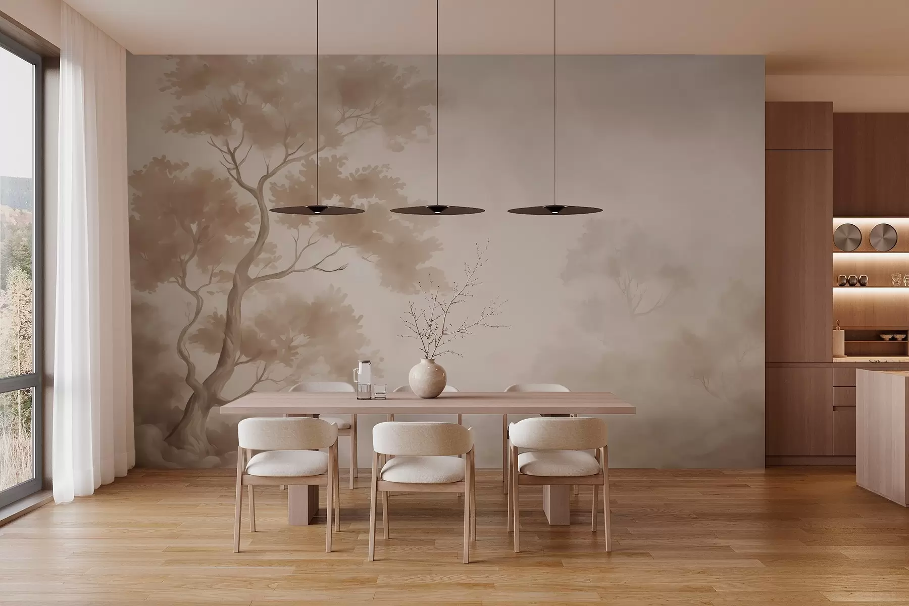 fototapet Copac imitație de acuarelă încețoșată w03471