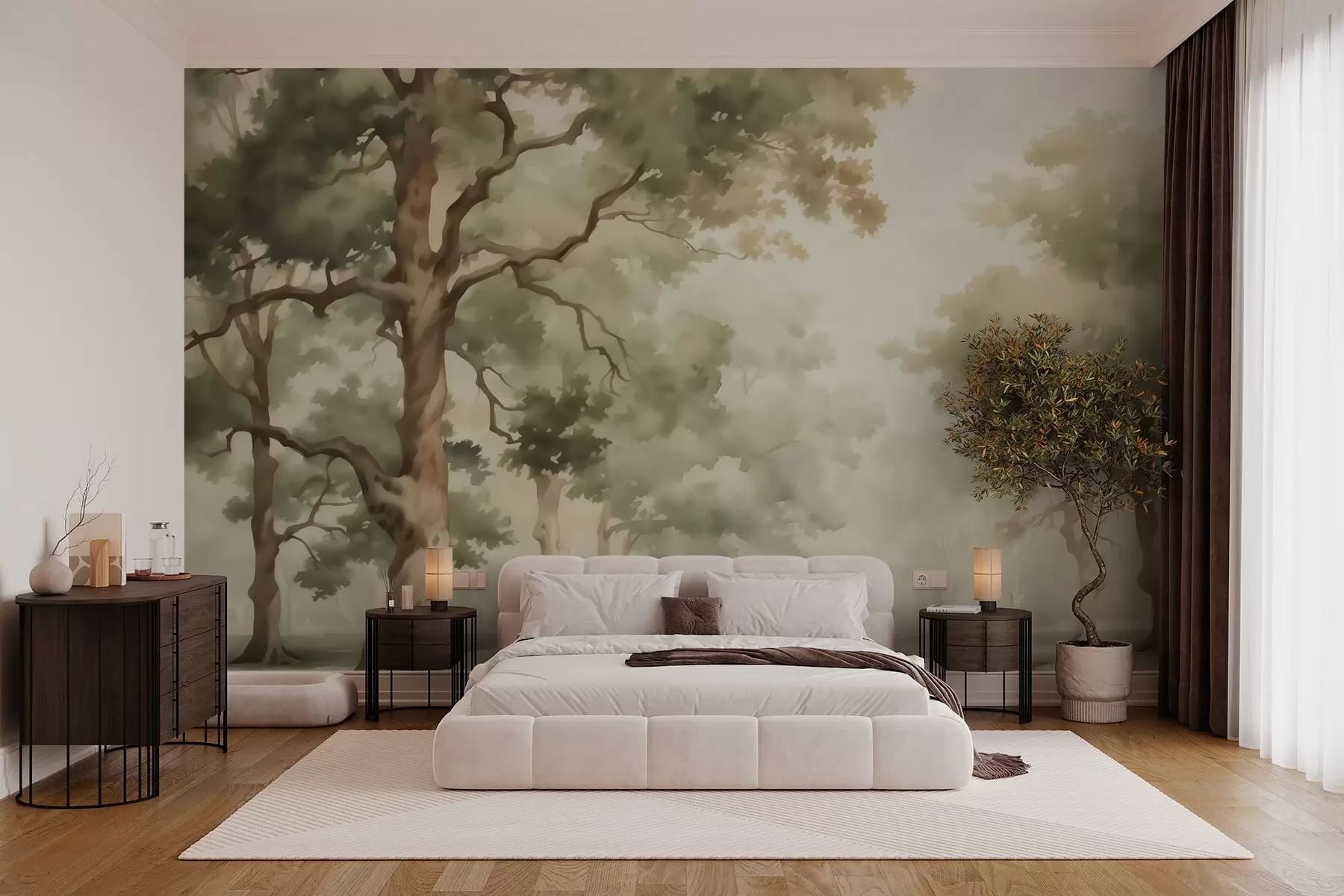 fototapet Oak grove imitație de acuarelă încețoșată w03465