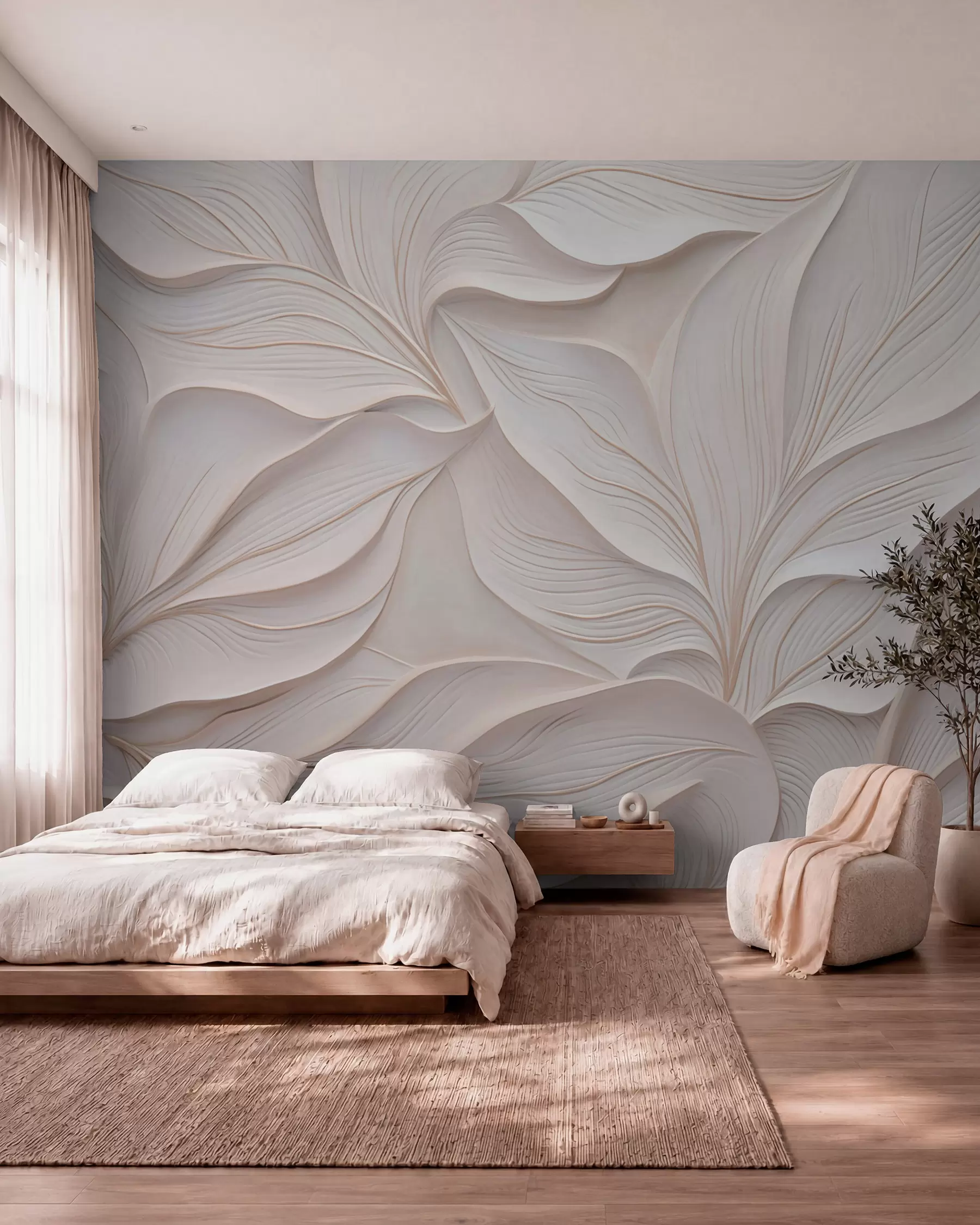 fototapet Frunziș delicat în stil basorelief w03520