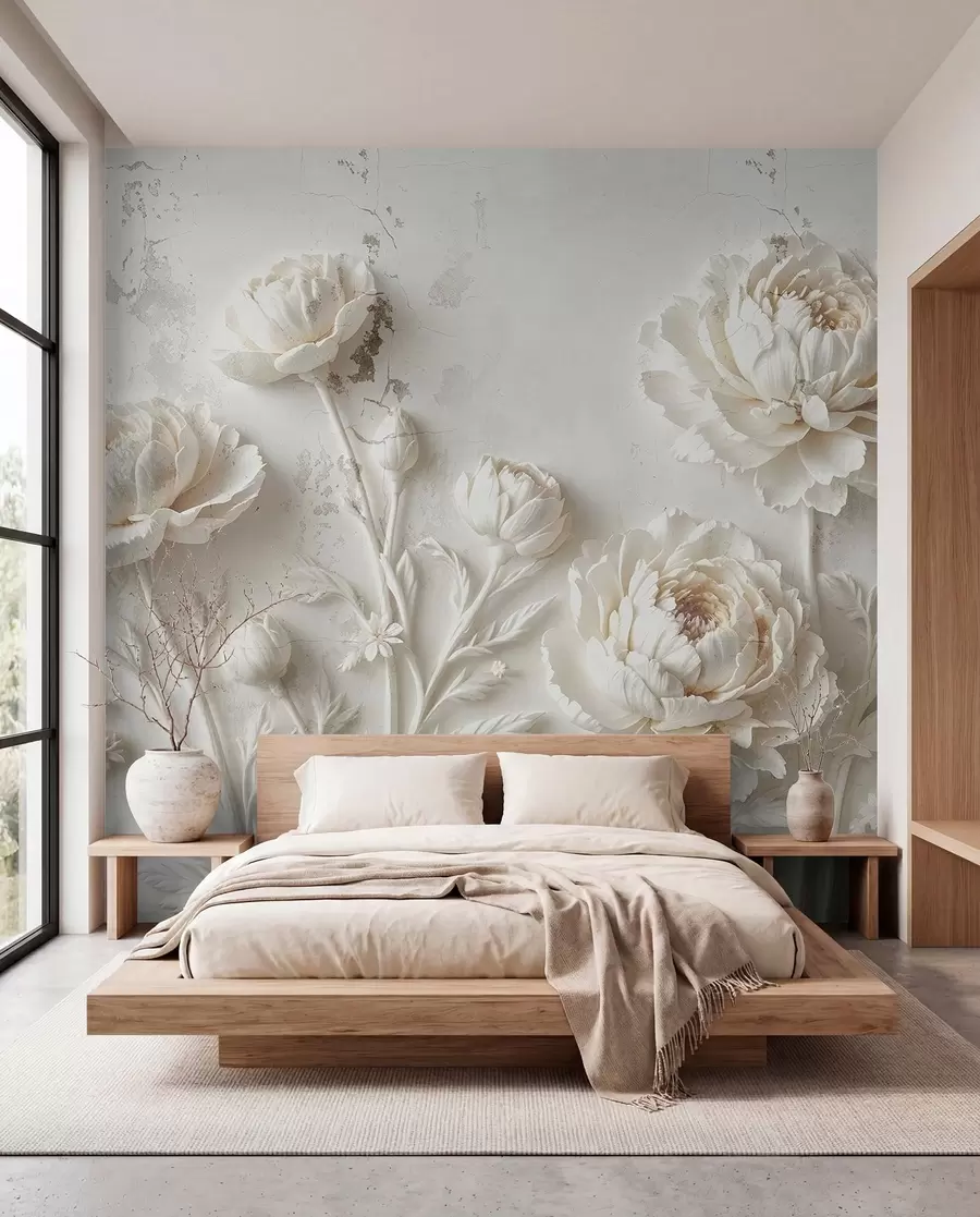 fototapet Flori pe un fundal de beton stil grunge w03553