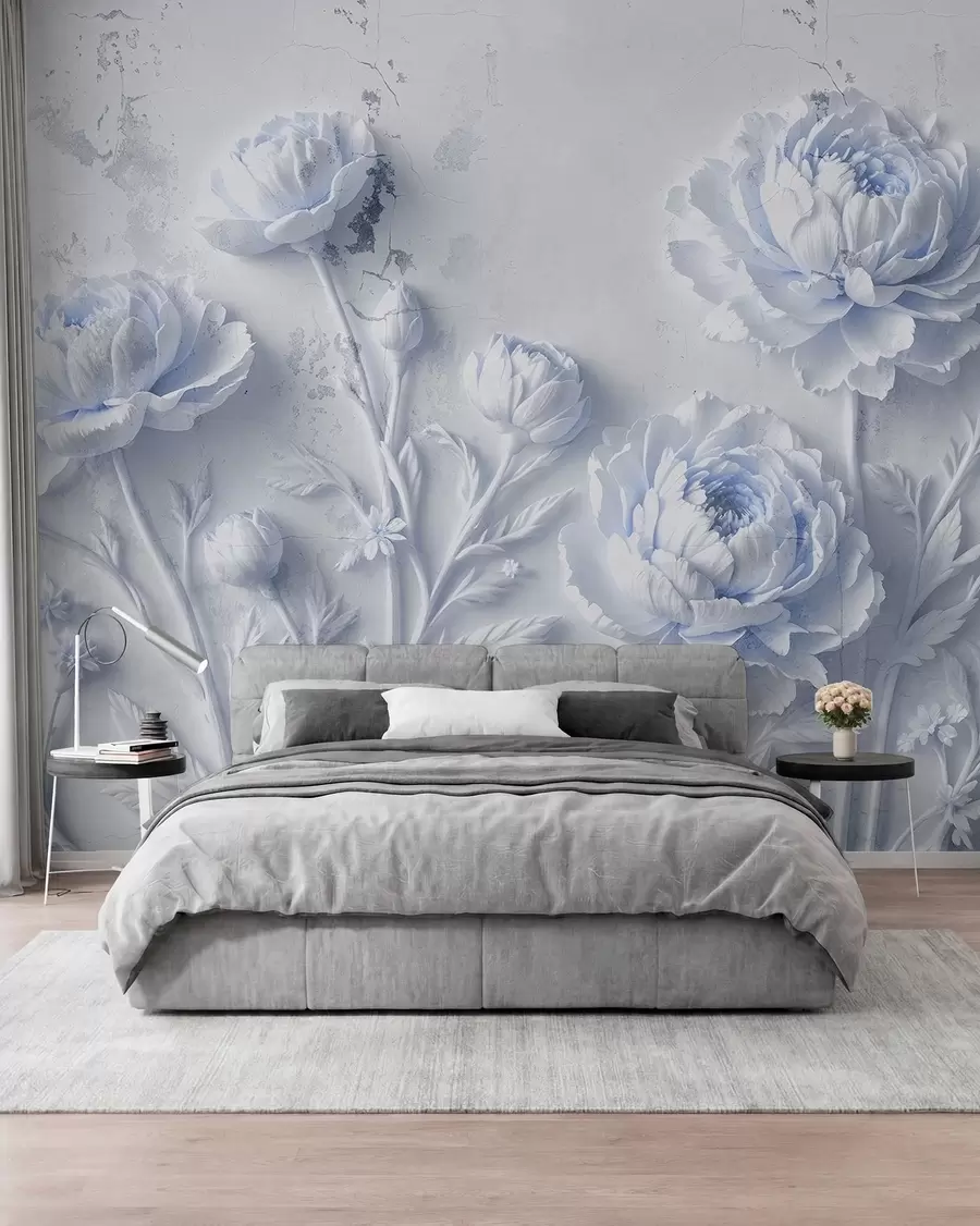 fototapet Flori pe un fundal de beton stil grunge w03553v1