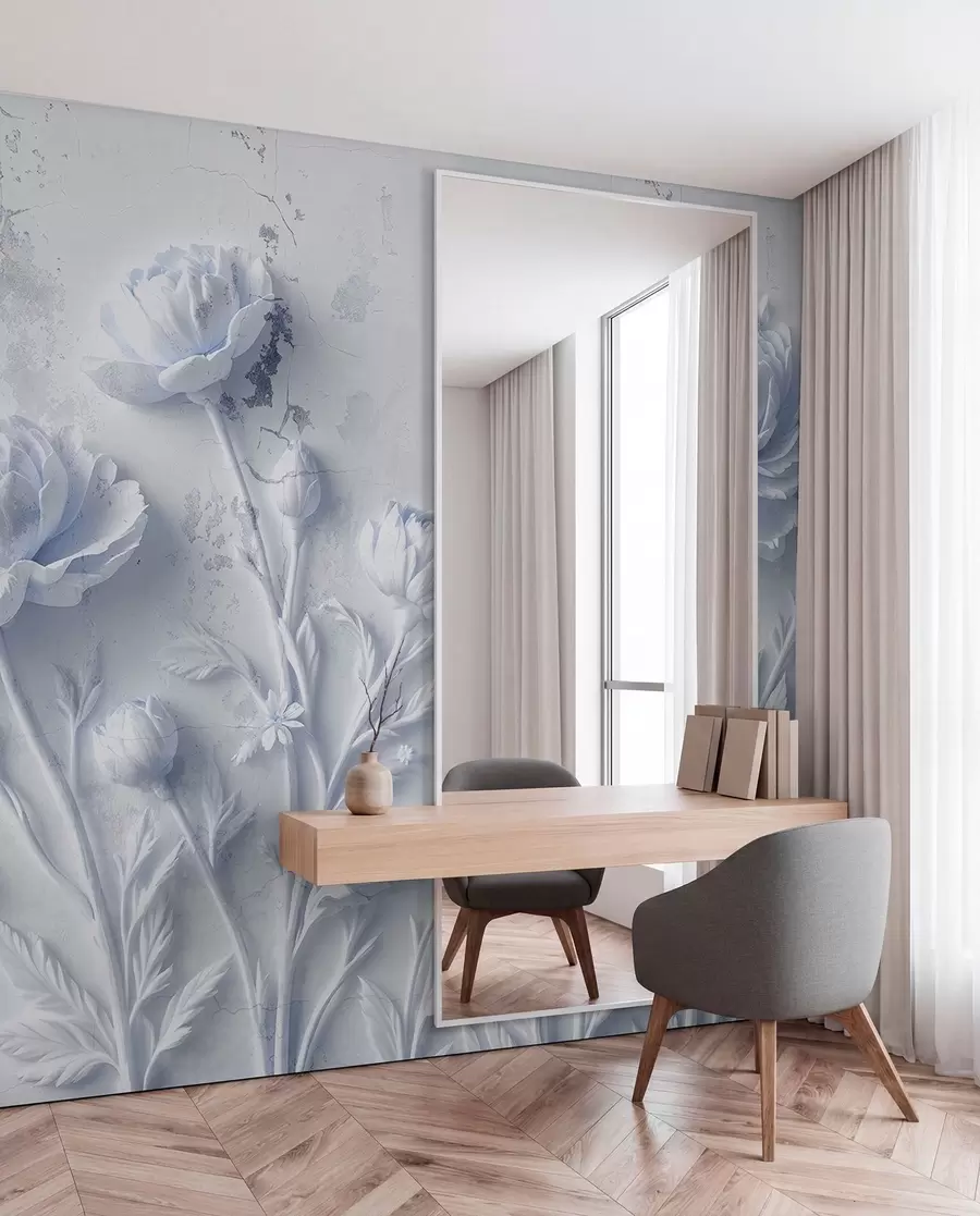 fototapet Flori pe un fundal de beton stil grunge w03553v1