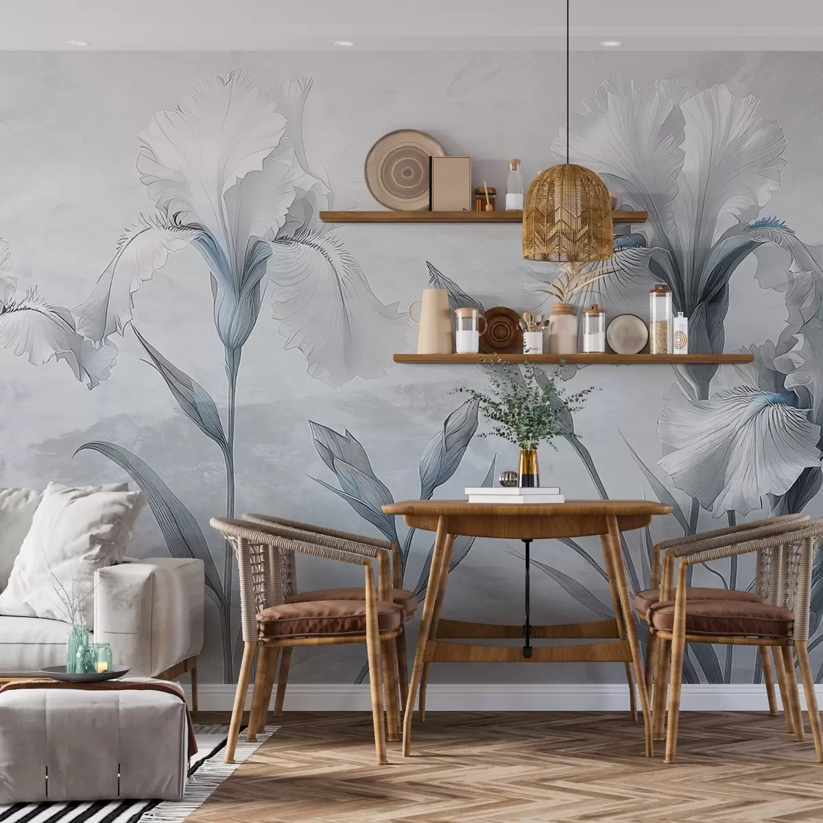 fototapet Desen delicat de iriși pe perete w03556v2