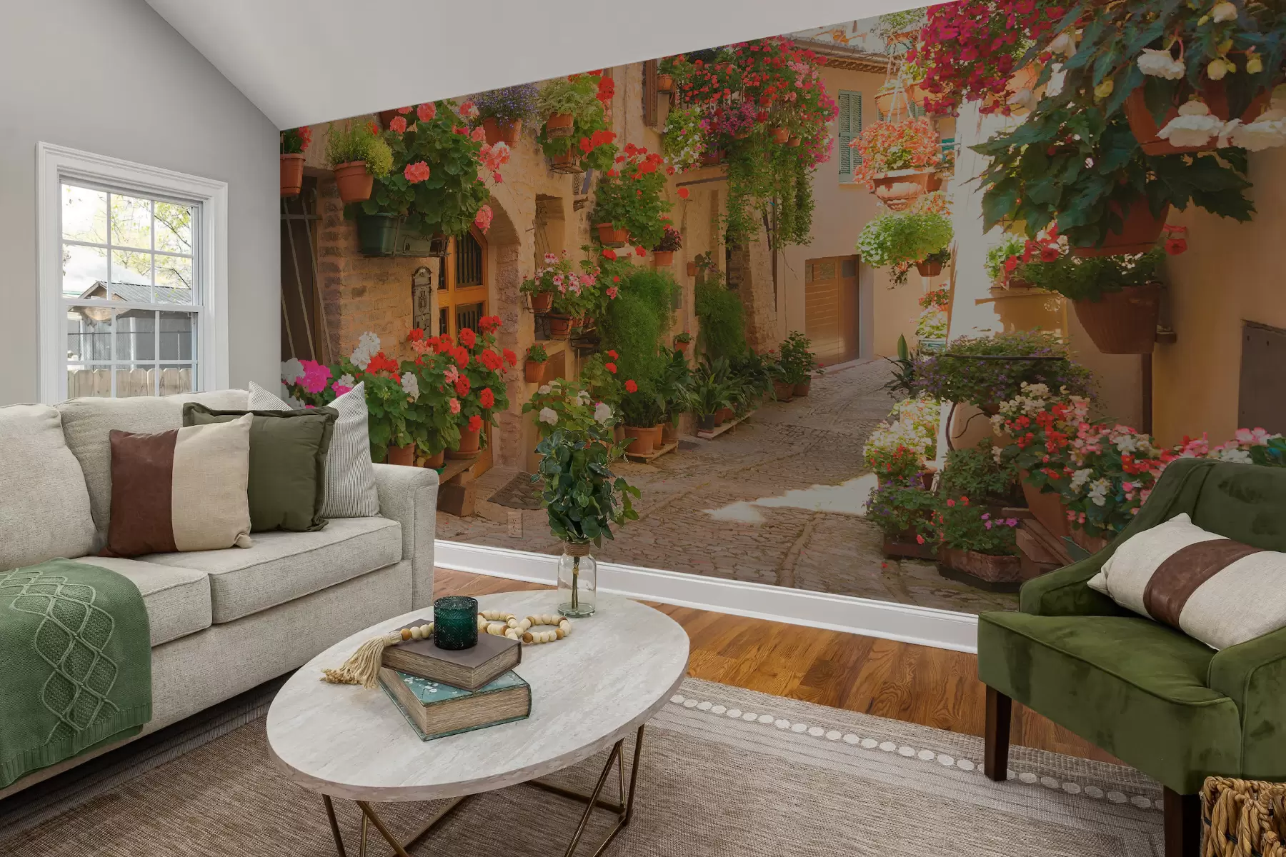 fototapet Strada italiană, flori u57180