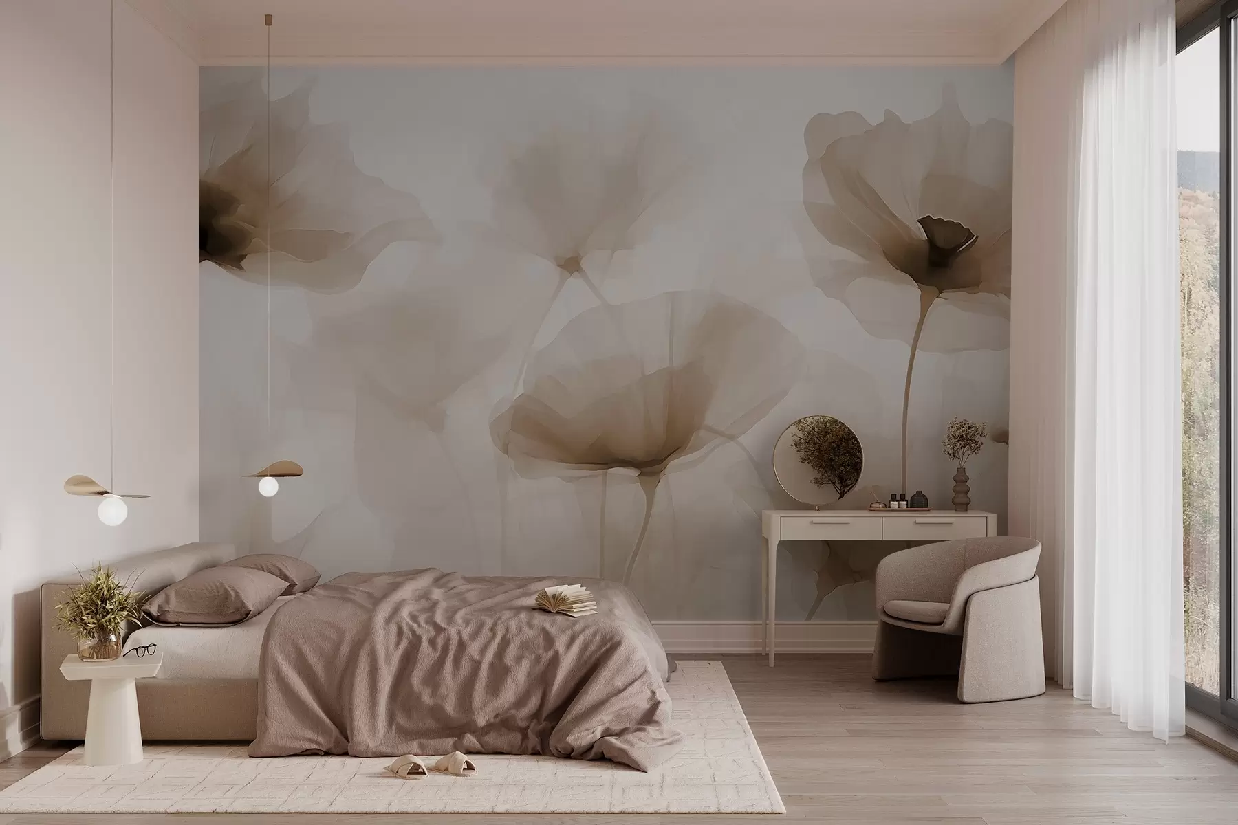 fototapet Siluete abstracte de flori w03508