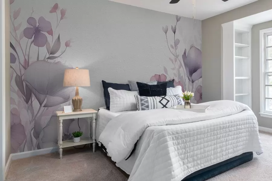 fototapet Flori mari, imitație de acuarelă pe un perete de beton deschis w08945