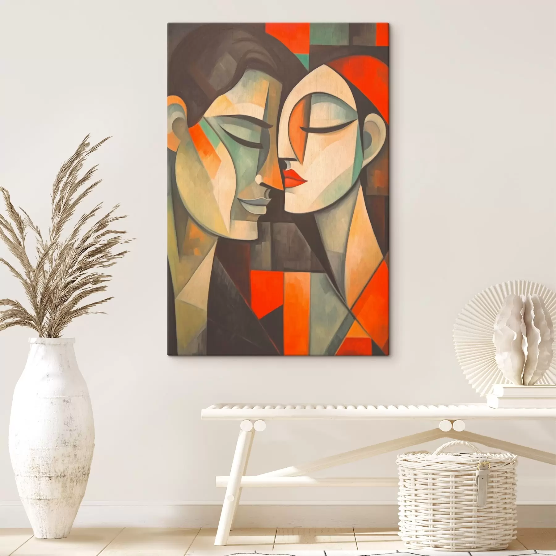 Tablouri Portret abstract al unei femei în culori calde s43524