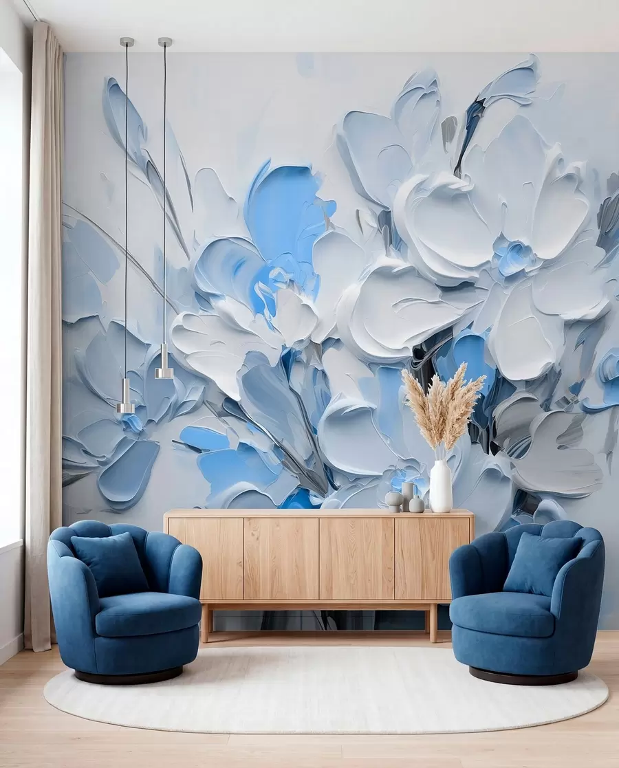 fototapet Flori volumetrice abstracte în stilul picturii în ulei w03582v1