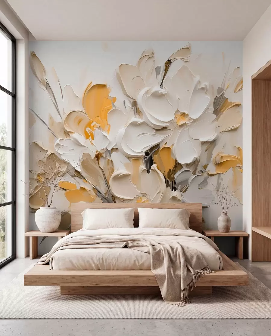 fototapet Flori volumetrice abstracte în stilul picturii în ulei w03582v2