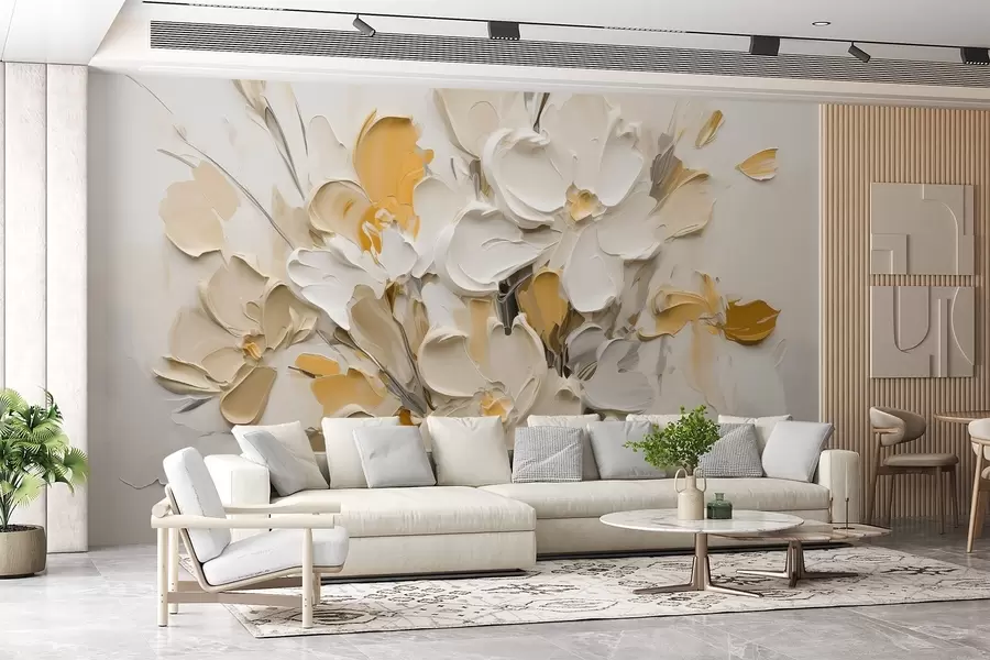 fototapet Flori volumetrice abstracte în stilul picturii în ulei w03582v2