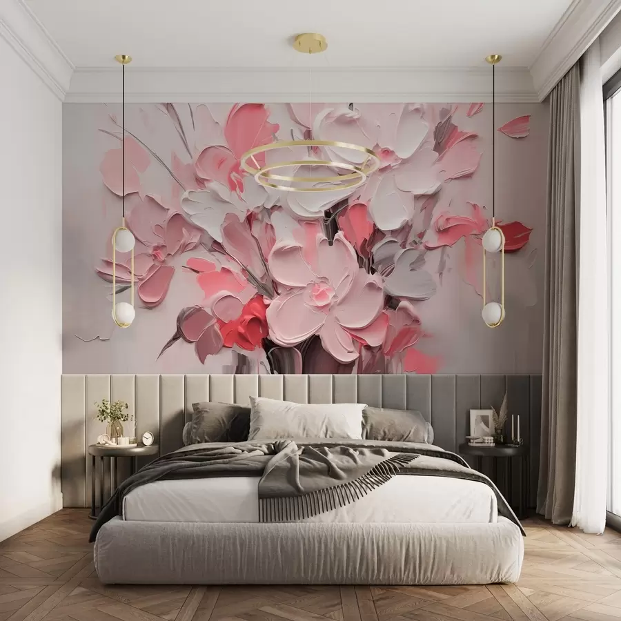 fototapet Flori volumetrice abstracte în stilul picturii în ulei w03582v3