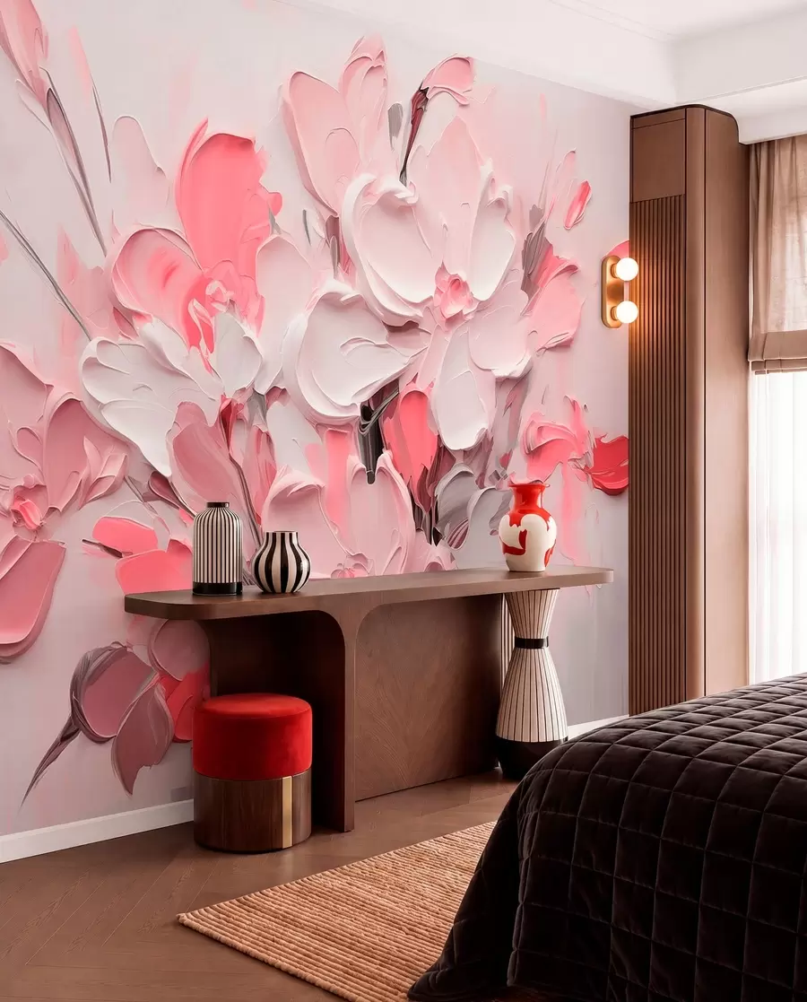 fototapet Flori volumetrice abstracte în stilul picturii în ulei w03582v3
