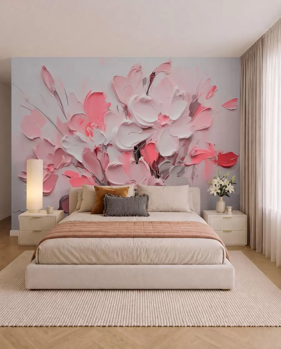 fototapet Flori volumetrice abstracte în stilul picturii în ulei w03582v3