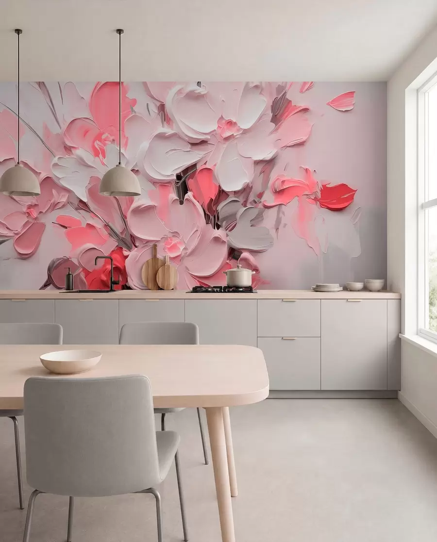 fototapet Flori volumetrice abstracte în stilul picturii în ulei w03582v3