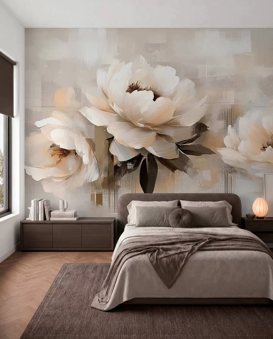 fototapet Alb Abstract Vintage Peonies w03581
