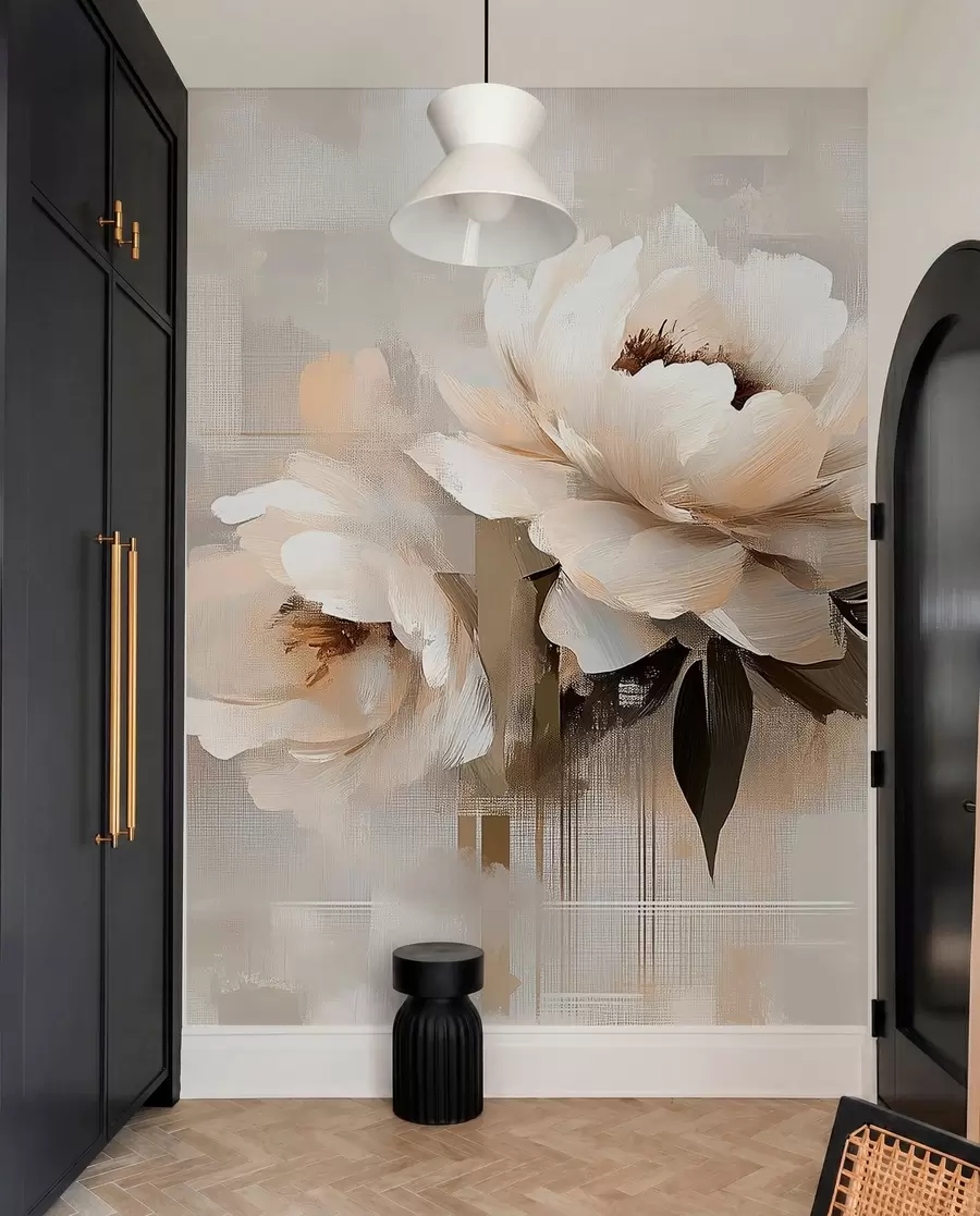 fototapet Alb Abstract Vintage Peonies w03581