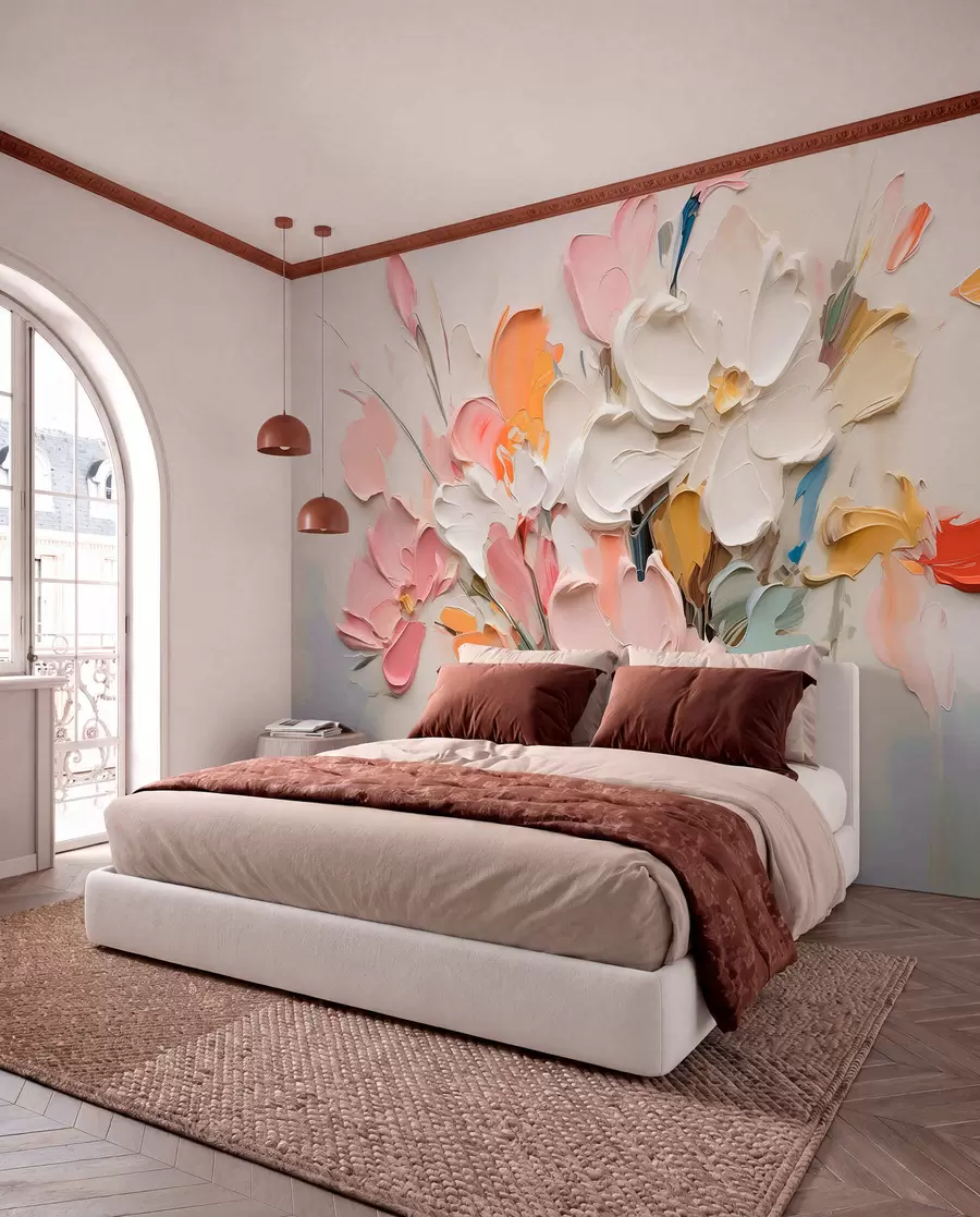 fototapet Flori volumetrice abstracte în stilul picturii în ulei w03582