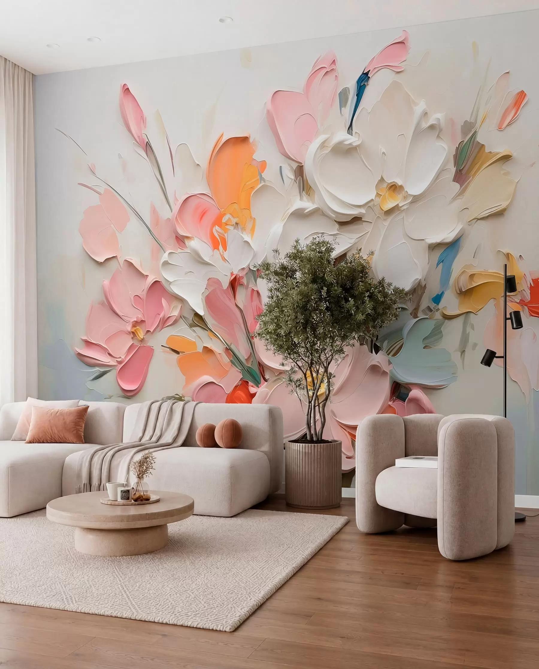 fototapet Flori volumetrice abstracte în stilul picturii în ulei w03582