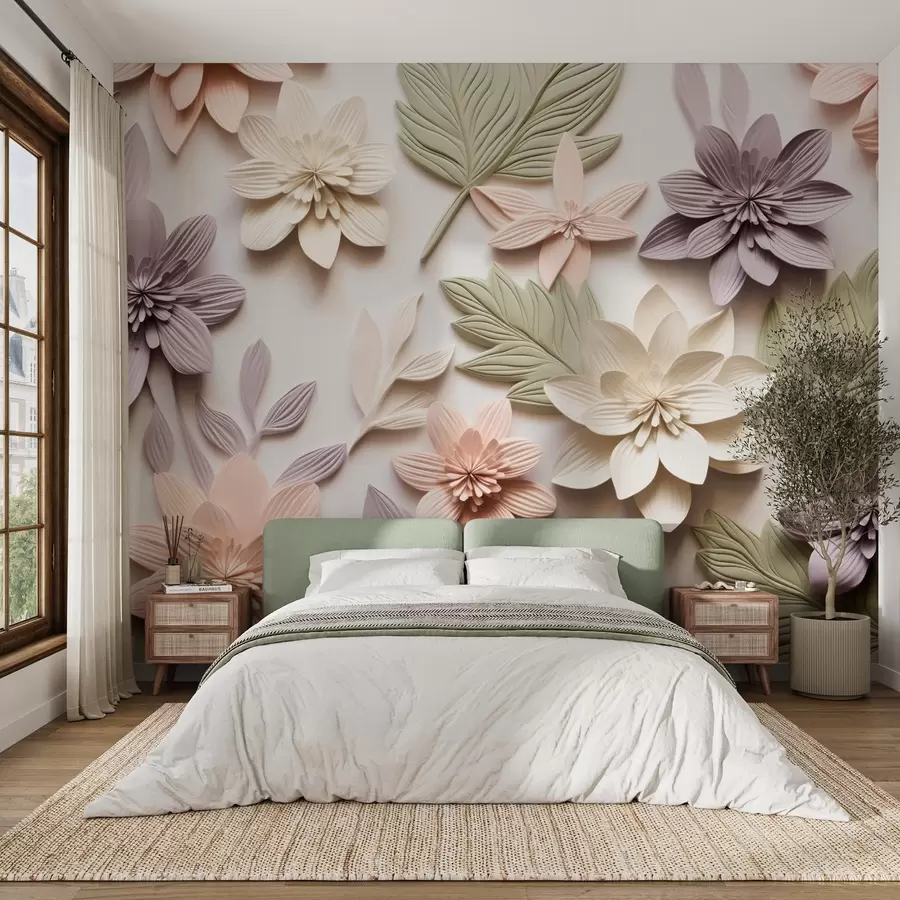 fototapet relief floral 3D în formă de compoziție de hârtie w08958