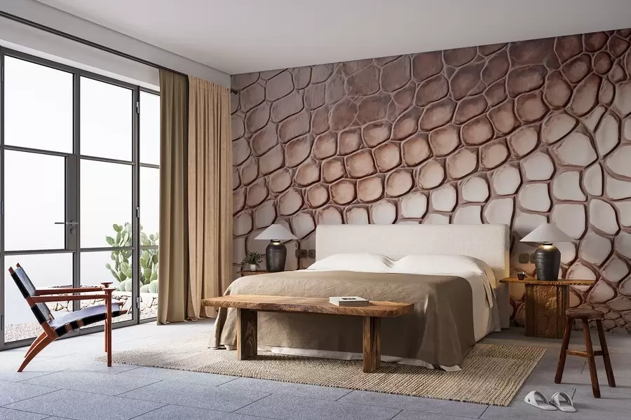 fototapet Piele de reptilă alb-maronie, model cu solzi w08957