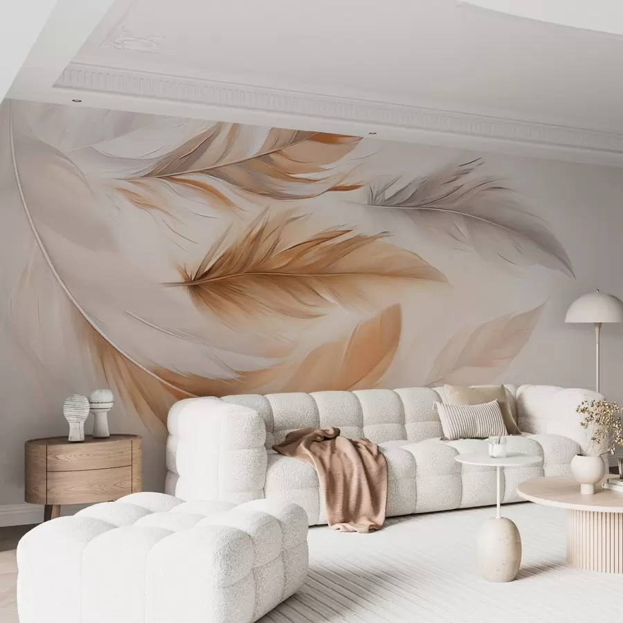 fototapet Pene plutitoare, aerisite, maro-cenușiu w08968