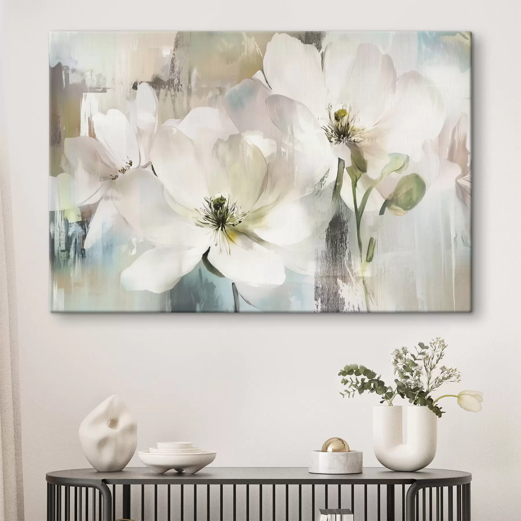 Tablouri Flori albe în stil pictură în ulei s43903