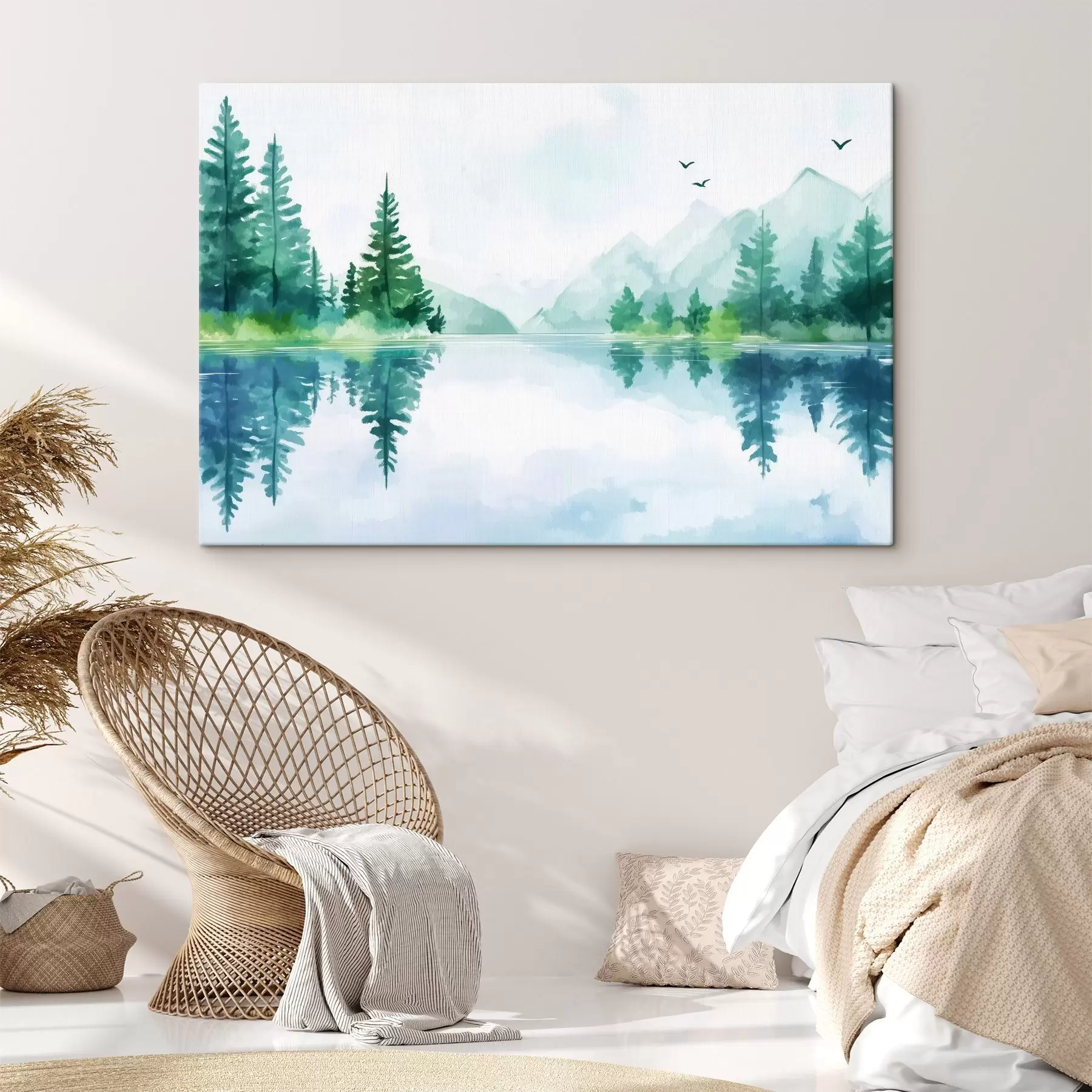 Tablouri Lac lângă munte în stil acuarelă s43922