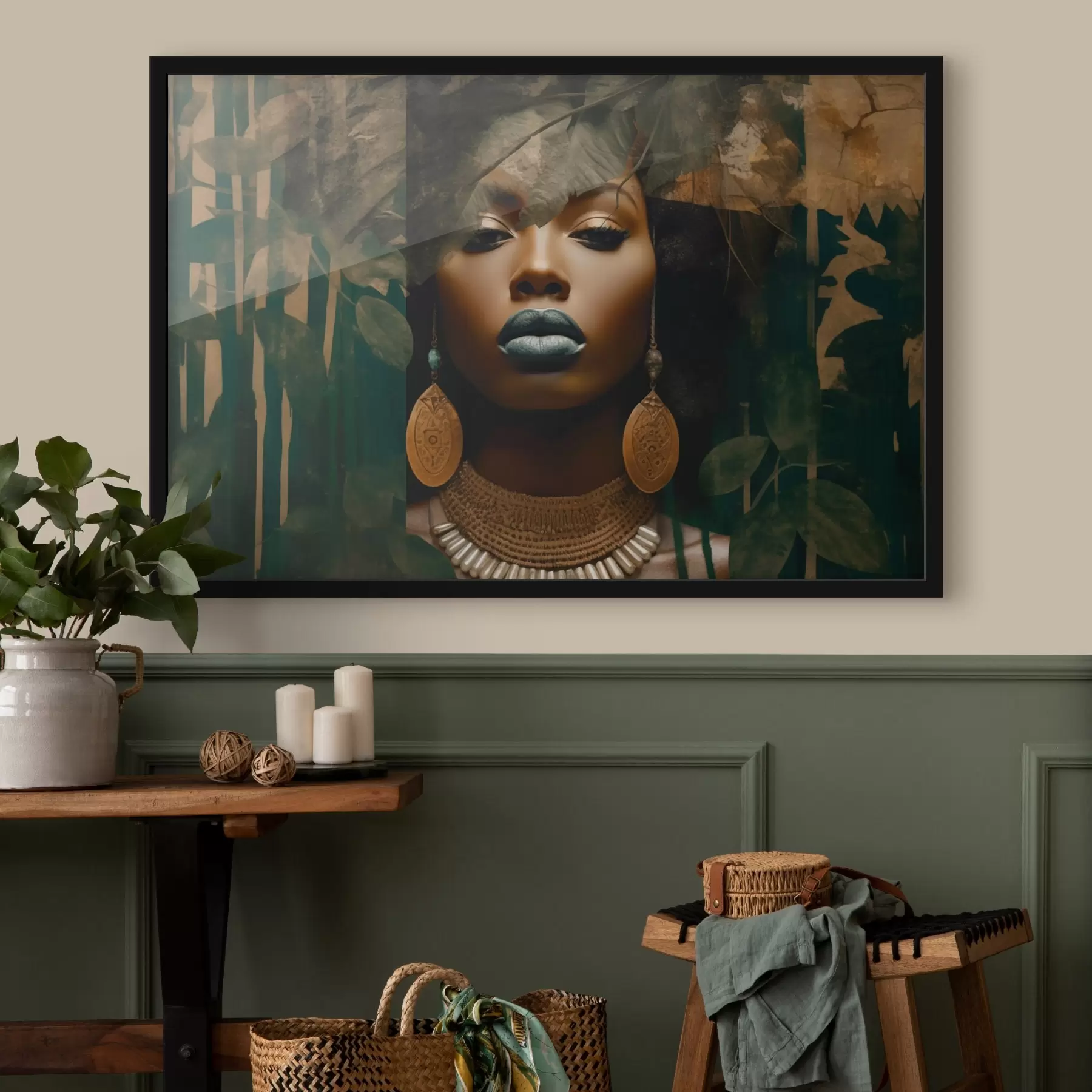 Tablouri Fata fata lui pe fundal abstract pădure f43466