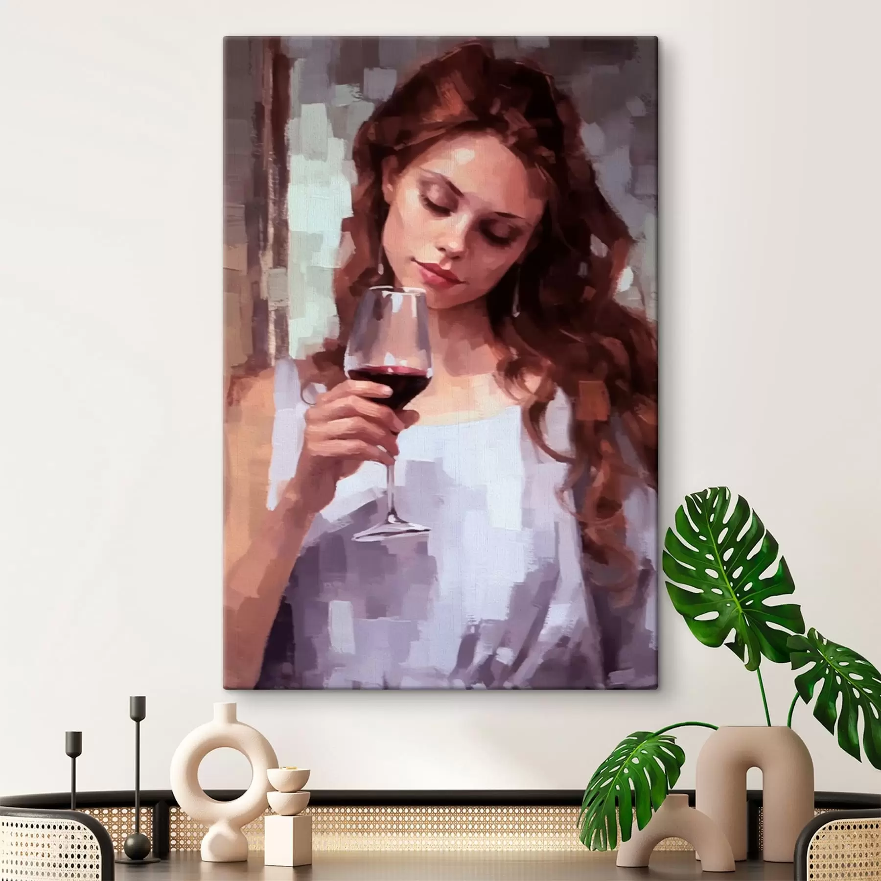 Tablouri Fată cu vin s43936